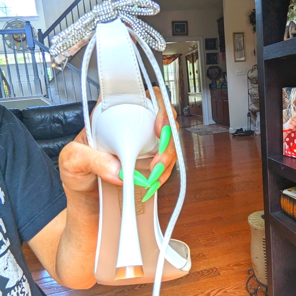 Priscilla rhinestone embellished bow heels miss Lola strappy stiletto - Picture 7 of 9